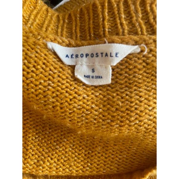 Aeropostale Size Small Sweater Golden Yellow Long Sleeve Boatneck Pullover - Picture 4 of 5